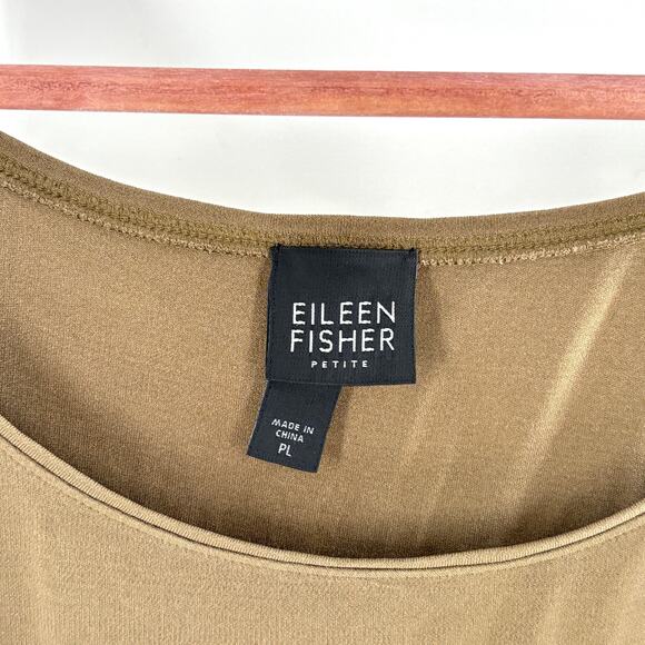 Eileen Fisher Silk Tunic Tank Top L LP PL Olive Green Capsule Minimalist Blouse - Picture 4 of 5